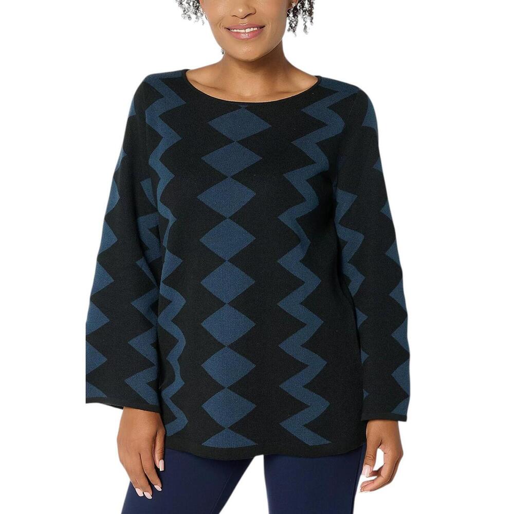 Brandis Dress Out Loud Zig Zag Boat Neck Sweater Bluegrass - Regular